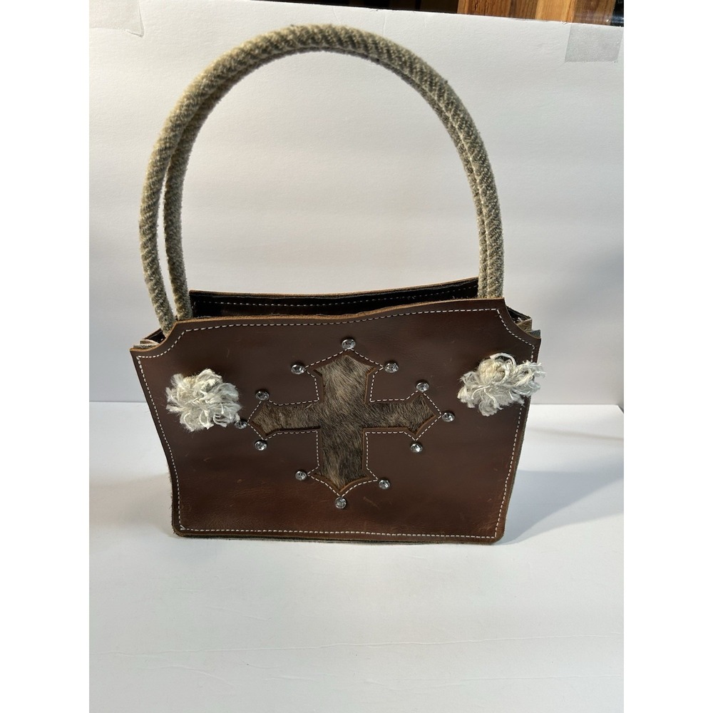 Holy Cow Couture Rope Purse Hair On Hide Leather Cross Western Cowhide Handbag
